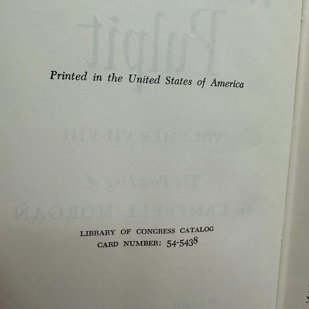 The Westminster Pulpit Vols VII-VIII By G. Campbell Morgan Hardcover